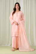 Sanawa Clothing’s peach embroidered shalwar kameez with matching dupatta, showcasing refined craftsmanship and timeless elegance.